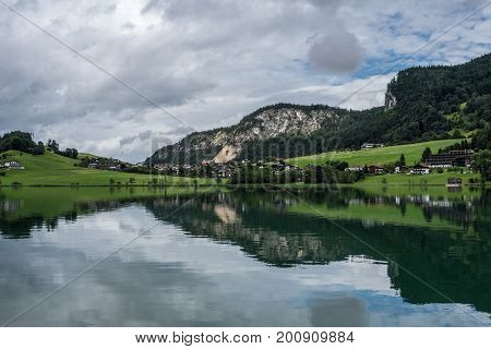 The Mountain Lake Thiersee In Tyrol, Austria