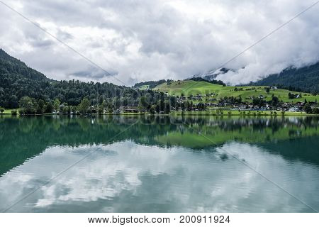 The Mountain Lake Thiersee In Tyrol, Austria