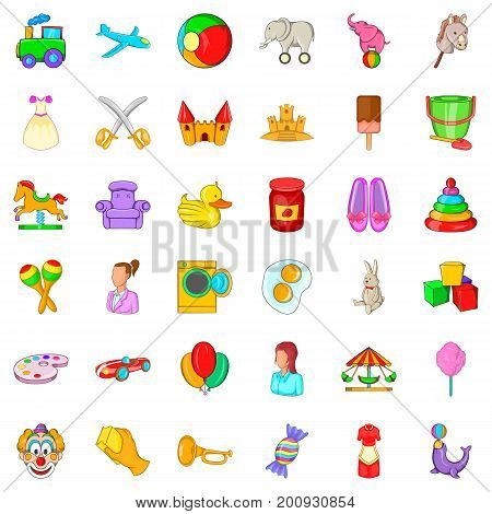 Children in home icons set. Cartoon style of 36 children in home vector icons for web isolated on white background