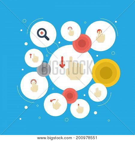 Flat Icons Down, Swipe, Double Click And Other Vector Elements