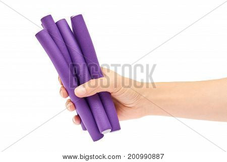 colored Hair curlers Isolated on white background.