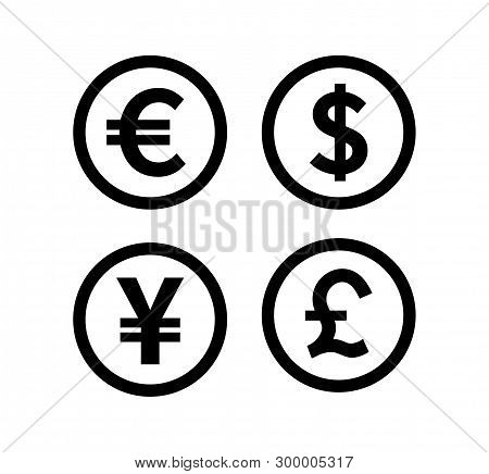 Currency Icon Set. Money Sign. Vector Illustration. On White Background