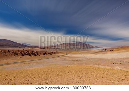 Stone Formation Pacana Monks Near Salar De Tara, Atacama Desert, Long Exposure