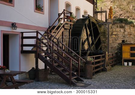 Oparno, Czech Republic - April 20, 2019: Cernodolsky Mlyn Mill In Oparenske Udoli Valley In Spring