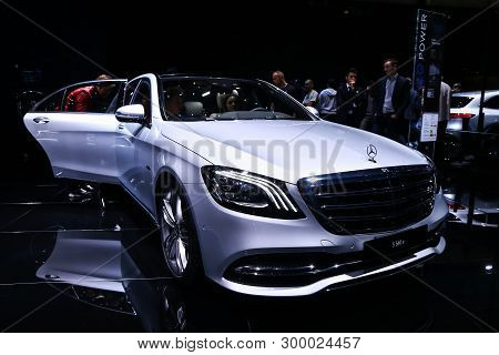 Geneva, Switzerland - March 11, 2019: Luxury Saloon Car Mercedes-benz W222 S560e Presented At The An