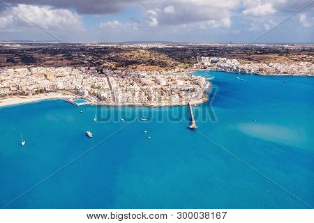 Malta Aerial Top View On Cargo Freeport City Birzebbuga.
