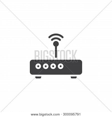 Wifi Modem With Internet Signal Vector Icon. Filled Flat Sign For Mobile Concept And Web Design. Wir