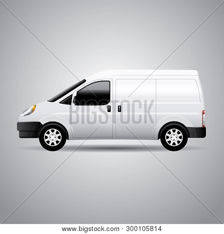 Realistic Delivery Van Vector Illustration. Perfect For Applying Advertising And Company Graphics (b