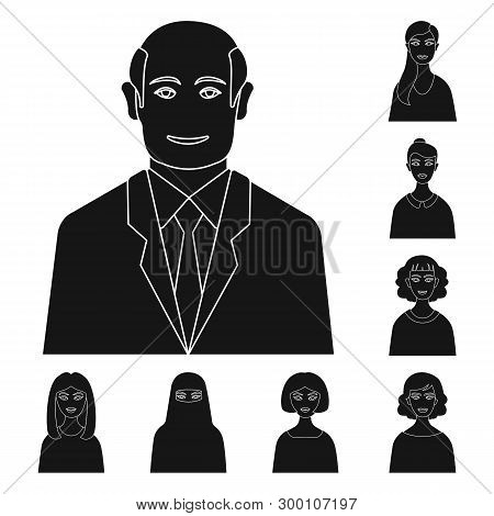 Vector Illustration Of Photo And Character  Sign. Set Of Photo And Face Stock Symbol For Web.
