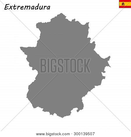 High Quality Map Autonomous Community Of Spain. Extremadura