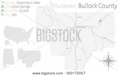 Large And Detailed Map Of Bullock County In Alabama, Usa