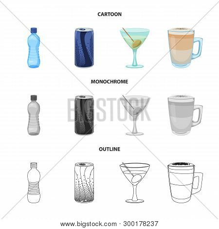 Vector Design Of Drink And Bar Sign. Set Of Drink And Party Vector Icon For Stock.