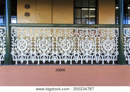 Armidale, Australia - April 10, 2019: Detail Of The Facade Of The School Of Arts Later Known As The 