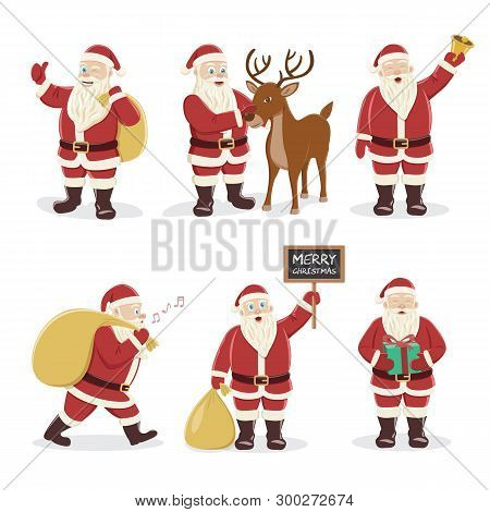 Santa Claus Set. Character Design Vector Illustration
