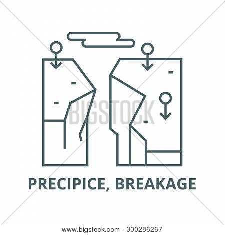 Precipice, Breakage Vector Line Icon, Linear Concept, Outline Sign, Symbol