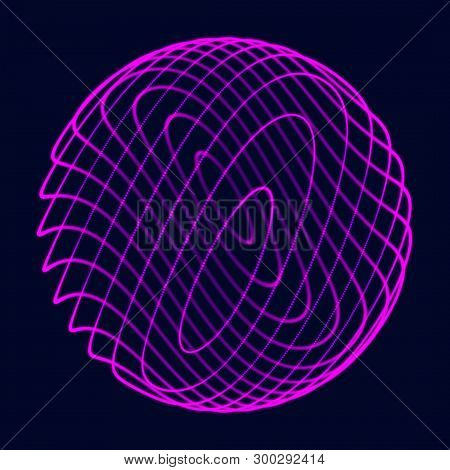 Abstract 3D Sphere. Sphere With Twist Lines. Glowing Lines Twisting Logo Design. Outer Space Object.