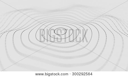 Wave 3D. Wave Of Particles. 3D Glowing Abstract Digital Particles Background. Data Technology Illust