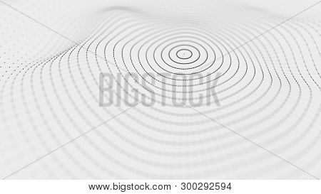 Wave 3D. Wave Of Particles. 3D Glowing Abstract Digital Particles Background. Data Technology Illust