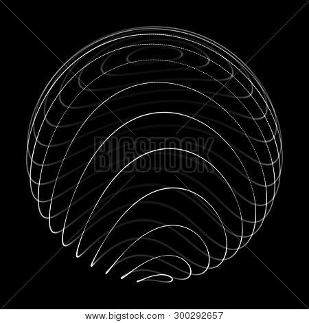 Abstract 3D Sphere. Sphere With Twist Lines. Glowing Lines Twisting Logo Design. Outer Space Object.