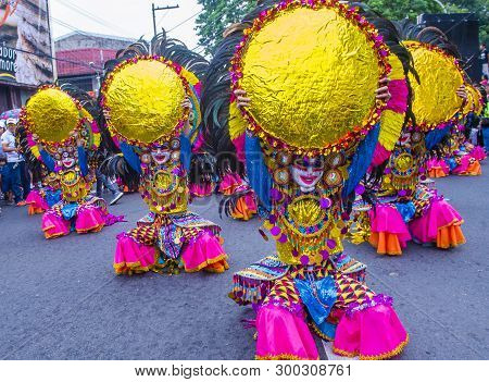 Bacolod , Philippines - Oct 28 : Participants In The Masskara Festival In Bacolod Philippines On Oct
