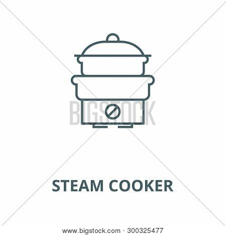 Steam Cooker Vector Line Icon, Linear Concept, Outline Sign, Symbol
