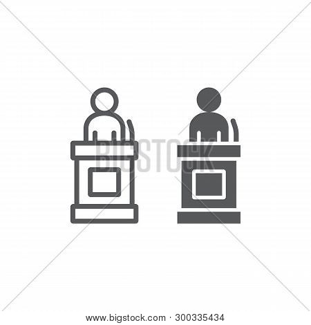 Witness Line And Glyph Icon, Justice And Law, Defendant Sign, Vector Graphics, A Linear Pattern On A