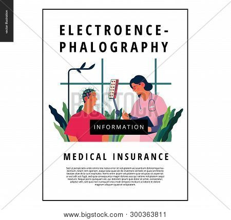 Medical Tests Template - Eeg - Electroencephalography - Modern Flat Vector Concept Digital Illustrat