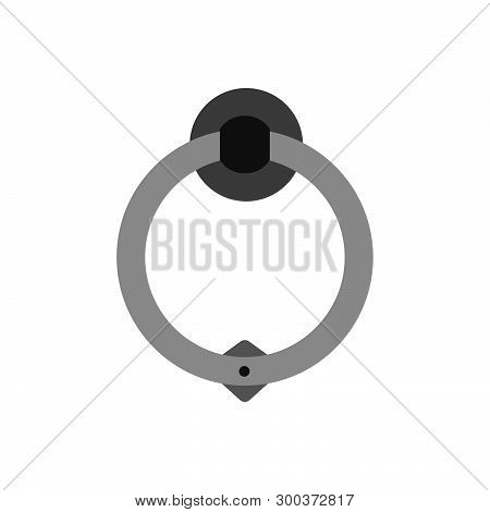 Door Knocker Decoration Traditional Iron Retro Circle Decor Vector Icon. Handle Enter House Ancient 