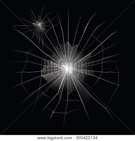 Vector Broken Glass. Realistic Cracked Glass Texture.