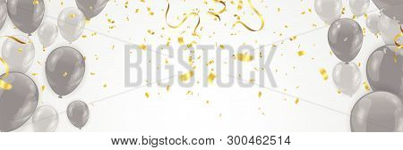 Birthday Balloon And Celebration Banner Party Happy New Year Celebration Festival Background. Nye