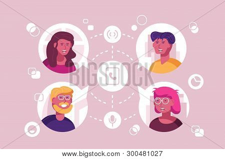 People In Touch Vector Illustration. Men And