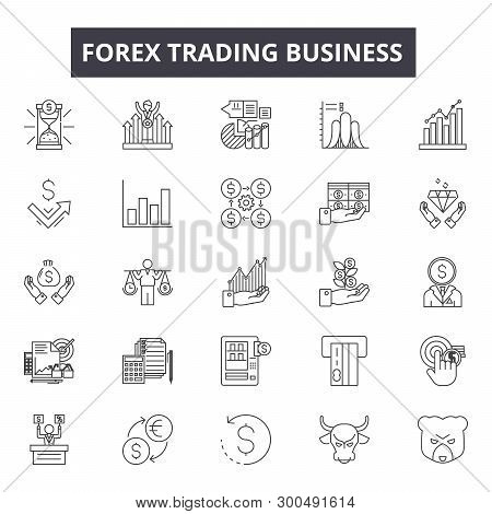 Forex Trading Business Line Icons, Signs, Vector Set, Linear Concept, Outline Illustration