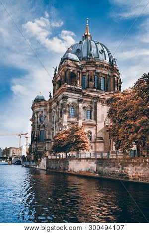 Berlin Catherdal From Across The Water On A Sunny Day