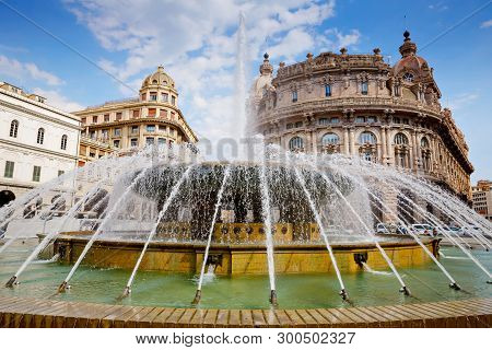 Piazza De Ferrari Is The Main Square Of Genoa, Renowned For Its Fountain And Where Many Institutions