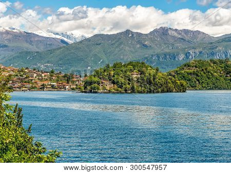 Landscape Of Lake Como With View Of Island Comacina, Located In Ossuccio Of The Municipality Of Trem