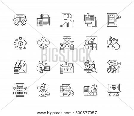 Financial Data Line Icons, Signs, Vector Set, Outline Illustration Concept