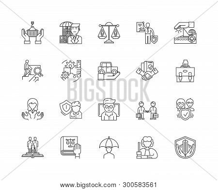 Insurance Brockers Line Icons, Signs, Vector Set, Outline Illustration Concept