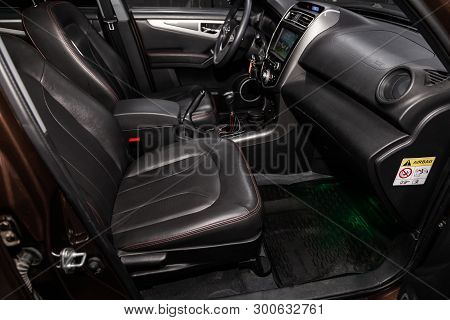 Novosibirsk, Russia - May 10, 2019:  Lifan X60,close-up Of The Dashboard, Speedometer, Tachometer, S