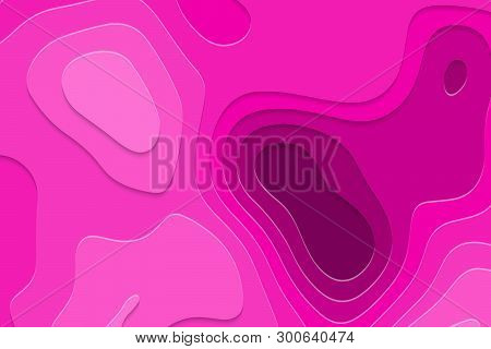 Geometric Paper Cut Background, Topography Map Cpncept. Vector Illustration