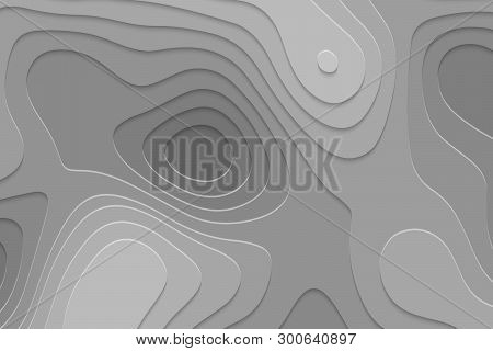 Geometric Paper Cut Background, Topography Map Cpncept. Vector Illustration