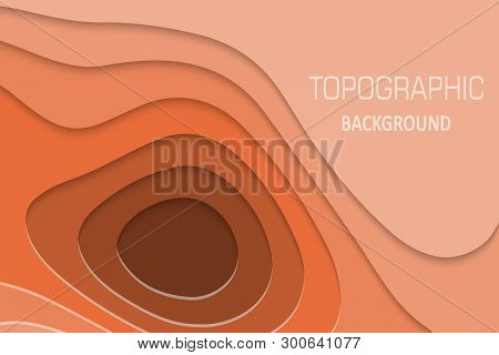Geometric Paper Cut Background, Topography Map Cpncept. Vector Illustration
