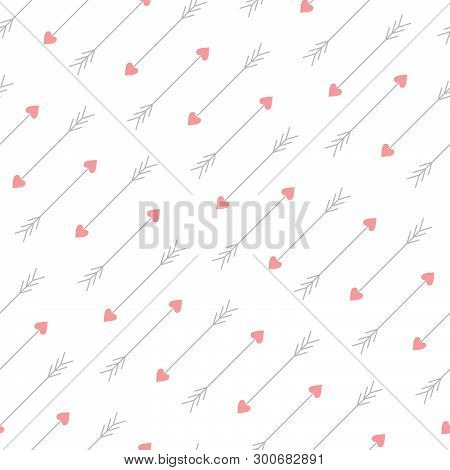Love Arrows Diagonal Seamless Pattern. Arrows Of Eros (amour, Cupid). Vector Illustration.
