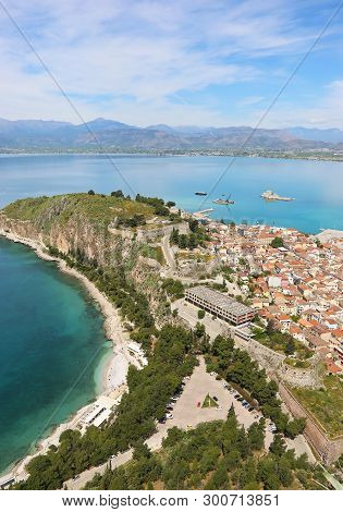 Landscape From Above Of Nafplio Argolis Greece - Drone View