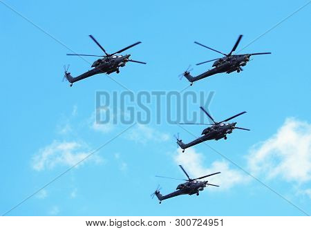 Russian Attack Helicopters Lands On The Combat Course