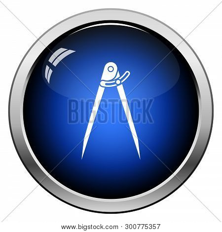 Compasses Icon. Glossy Button Design. Vector Illustration.