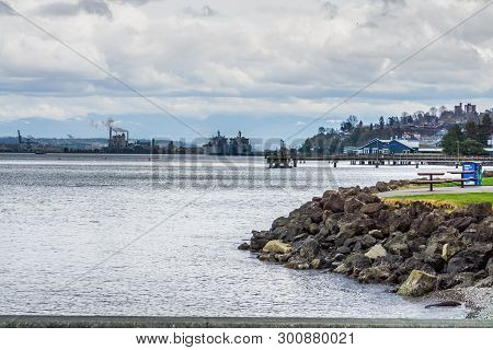 A View Of The Shoreline In Ruston, Washington Near Tacoma
