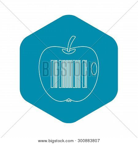 Apple With Barcode Icon. Outline Illustration Of Apple With Barcode Vector Icon For Web