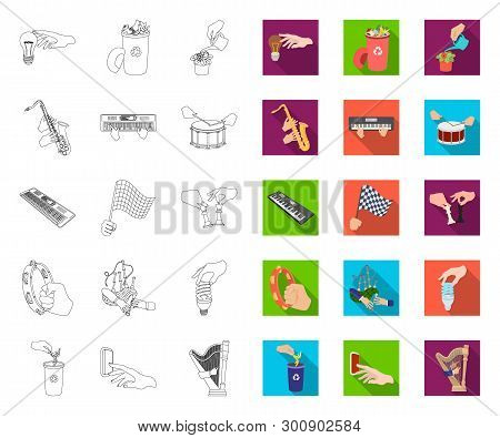 Manipulation By Hands Outline, Flat Icons In Set Collection For Design. Hand Movement Vector Symbol 