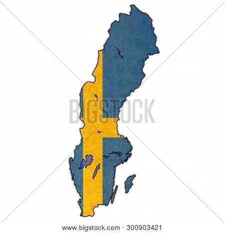 Flag Of Sweden On Map