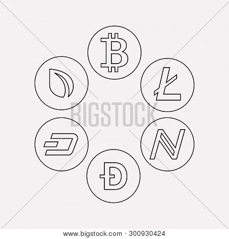 Cryptocoins Icon Line Element.  Illustration Of Cryptocoins Icon Line Isolated On Clean Background F